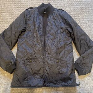 Cyrillus Quilted Jacket Dark Brown Zip Front Pockets fleece